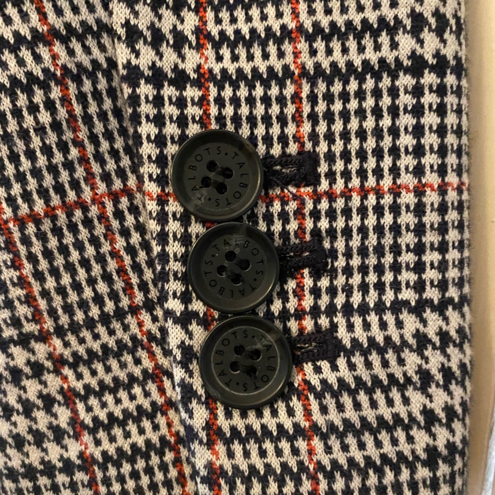 Talbots Glen Plaid Blazer Black White Red Size 4 - Picture 4 of 8